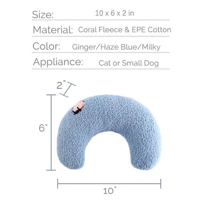 Pet Sleeping Pillow Ultra Soft Fluffy U-Shape Design Rabbit Dog Cat Bed Pillow Calming Toy Pet Supplies for Joint Relief