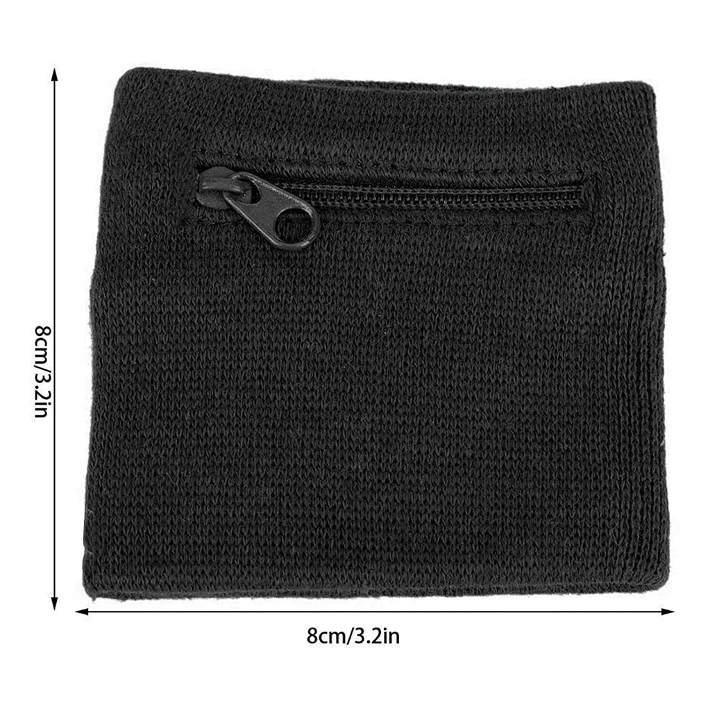 Zipper Wristband Cotton Sports Sweatband Wallet Purse Pocket Gym Yoga Cycling Tennis Soft Sweat Wrist for Men Women