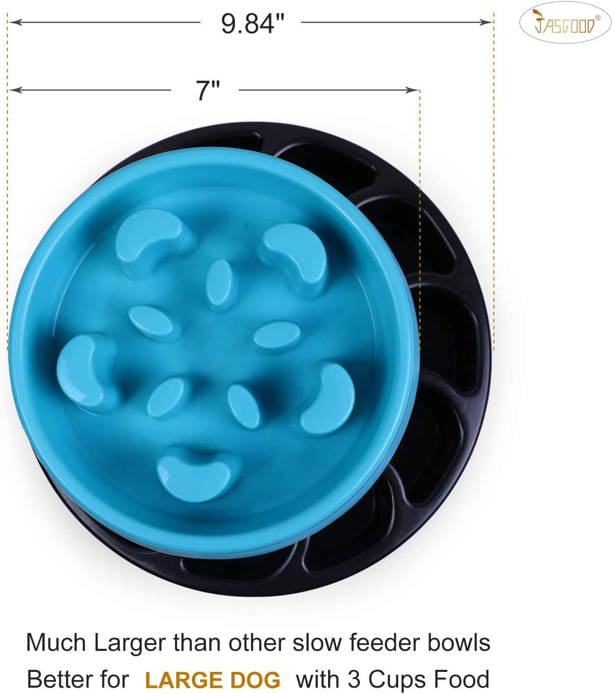 Slow Dog Bowl for Large Dogs,Anti-Gulping Dog Slow Feeder (F-Black+Blue)