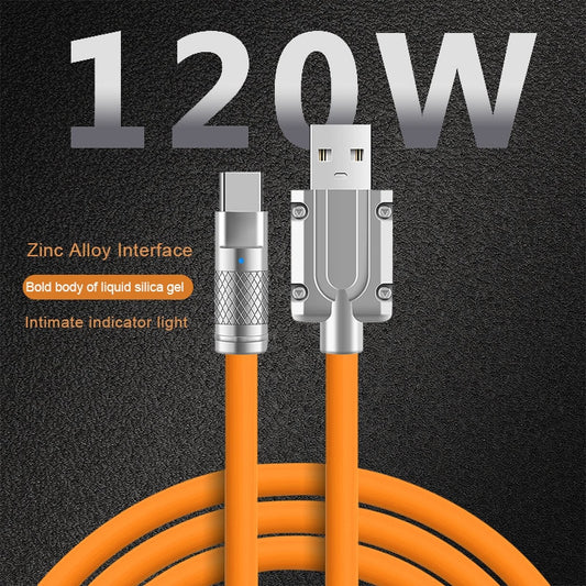 120W 6A Super Fast Charge Liquid Silicone Cable Type-C Charger 