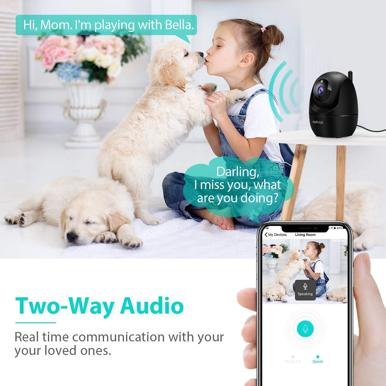 Pet Camera, 1080P FHD 2.4Ghz Wifi 