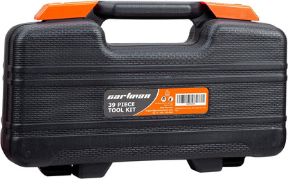 39 Piece Tool Set General Household Hand Kit with Plastic Toolbox Storage Case Orange