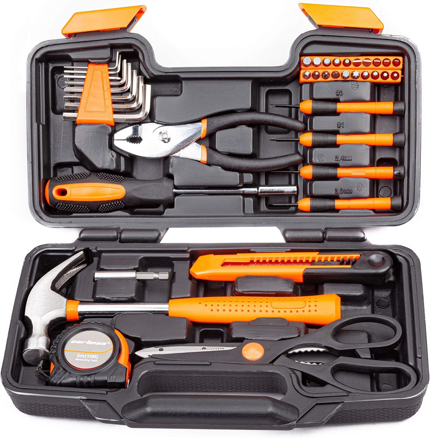 39 Piece Tool Set General Household Hand Kit with Plastic Toolbox Storage Case Orange