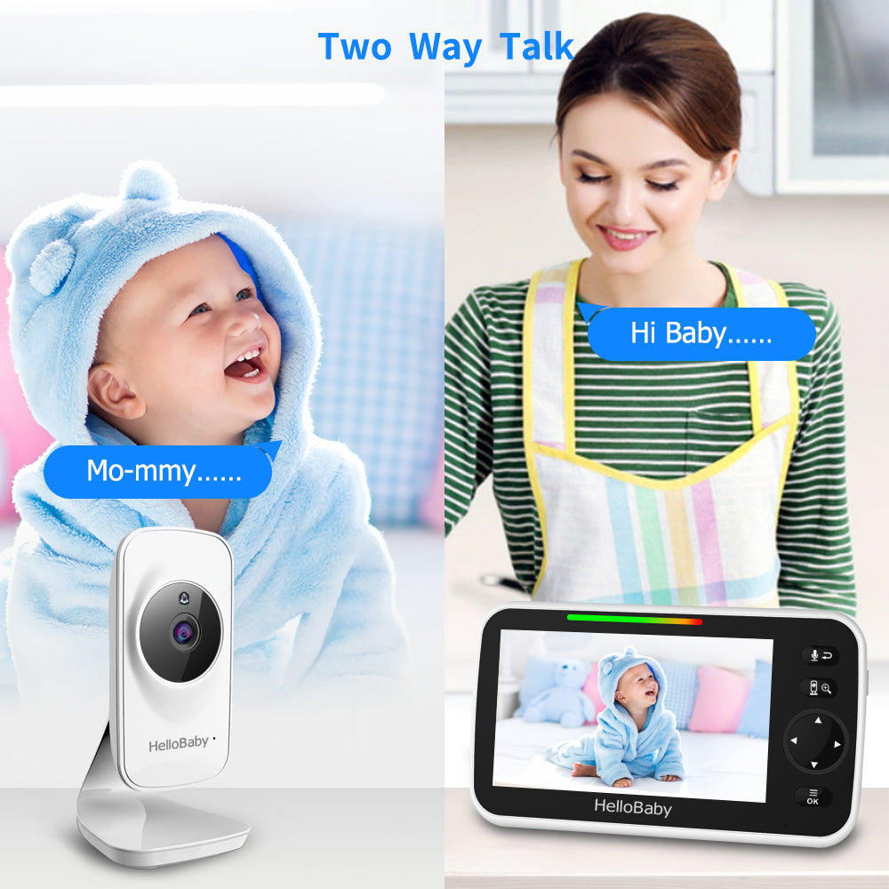 Video Baby Monitor with Camera and Audio, 5" Color LCD Screen,  Monitor Camera, Infrared Night Vision, Temperature Display, Lullaby, Two Way Audio and VOX Mode 5 Inches