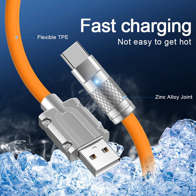 120W 6A Super Fast Charge Liquid Silicone Cable Type-C Charger 